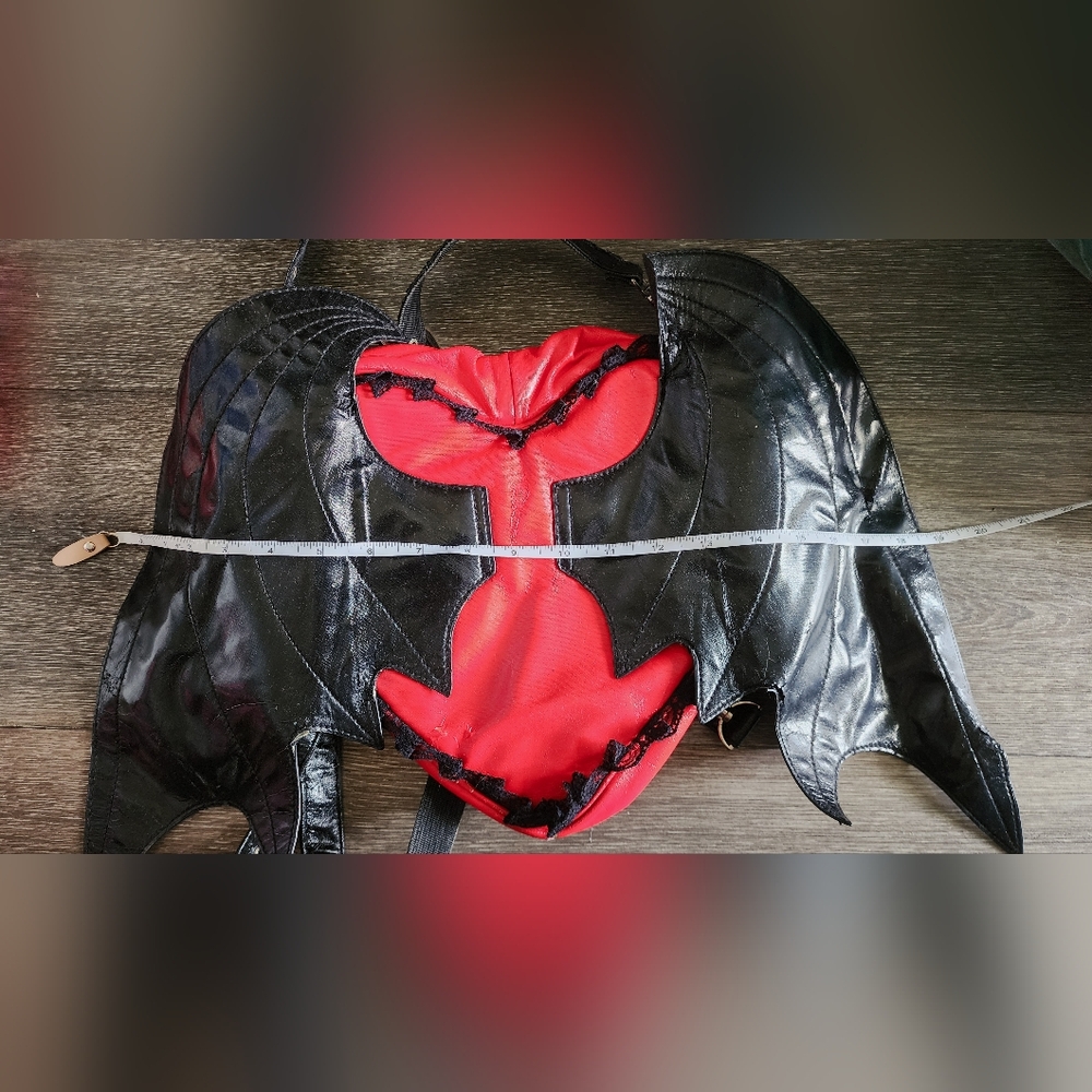 Demonia Black and Red Bat Wing Backpack